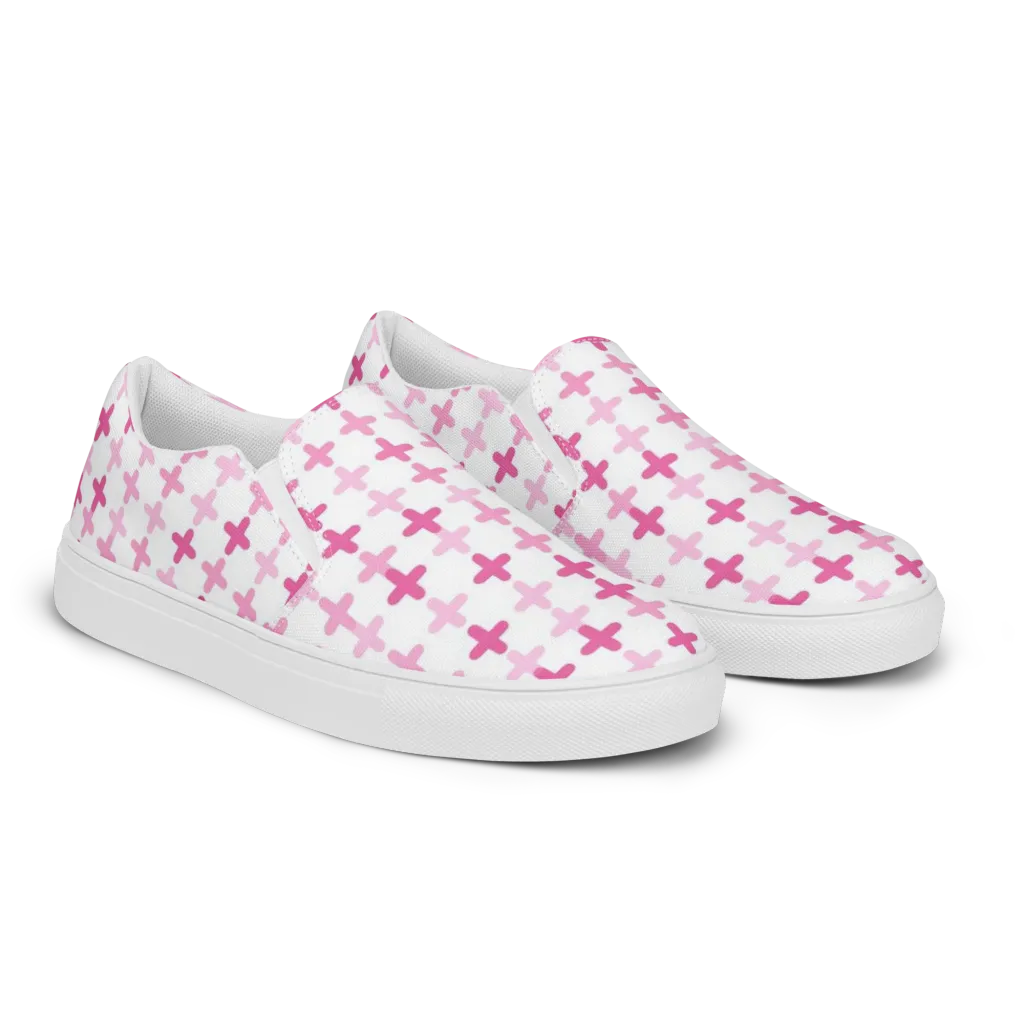 Candy Crosses on Women's Slip-On Canvas Shoes — Right Front