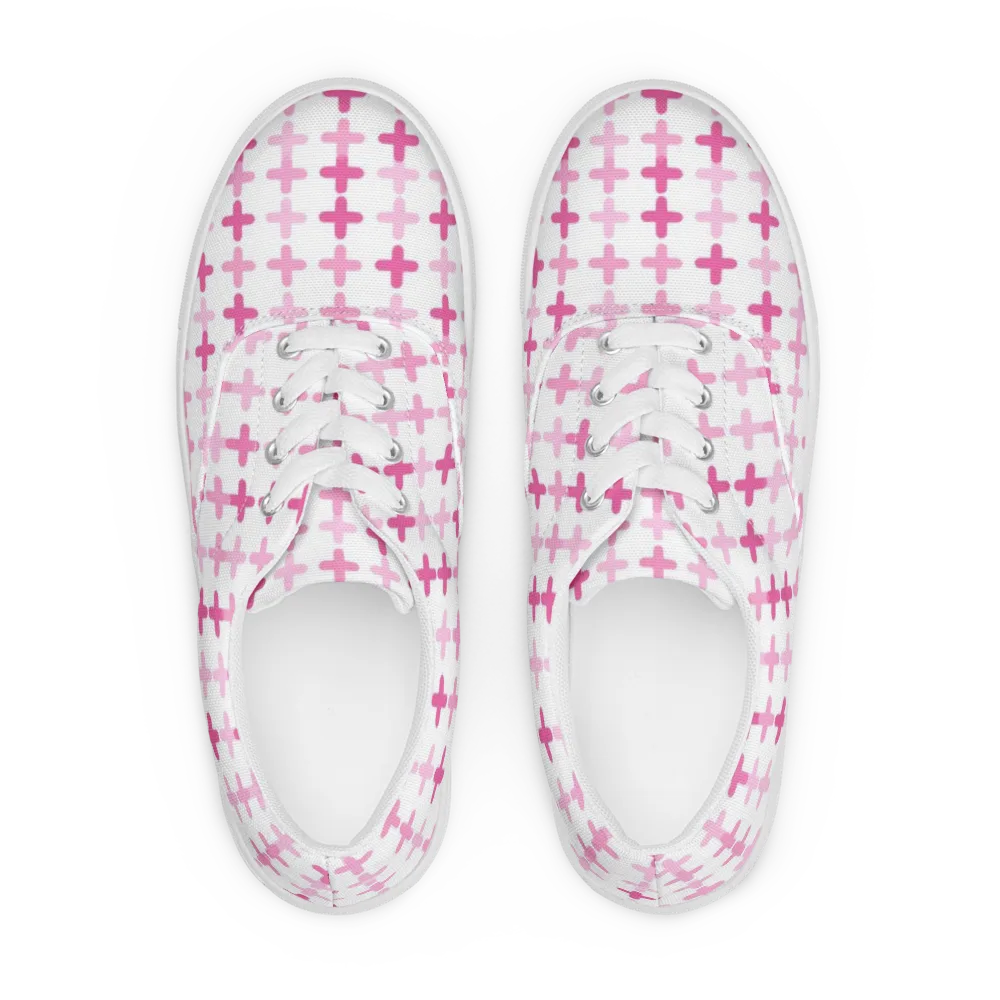 Candy Crosses on Men's Lace-Up Canvas Shoes — Front