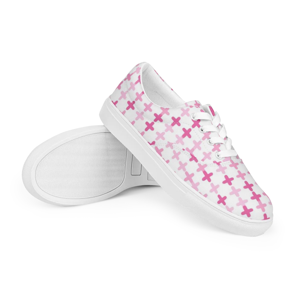 Candy Crosses on Men's Lace-Up Canvas Shoes — Right Front