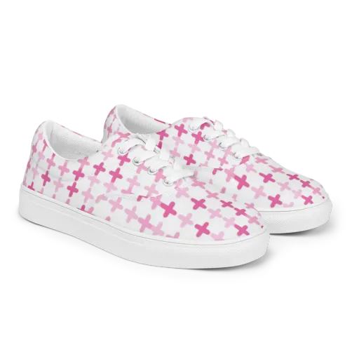 Candy Crosses on a Men's Lace-Up Canvas Shoes