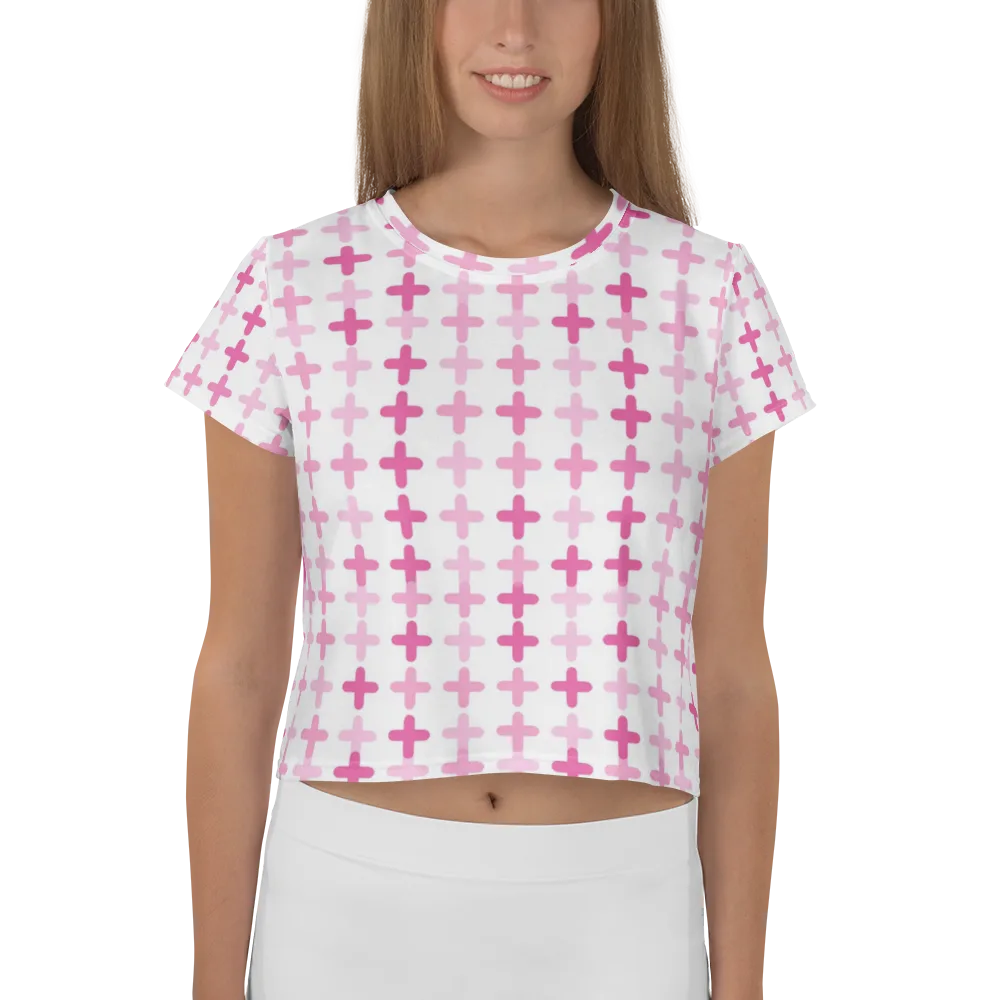 Candy Crosses on Crop Tee — Front