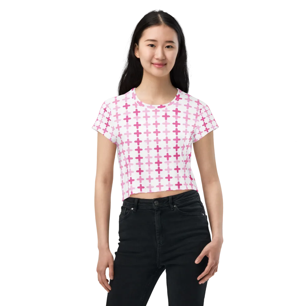 Candy Crosses on Crop Tee — Front