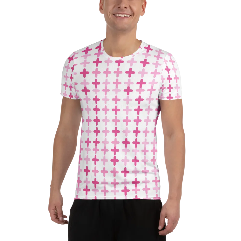 Candy Crosses on Men's Athletic T-Shirt — Front