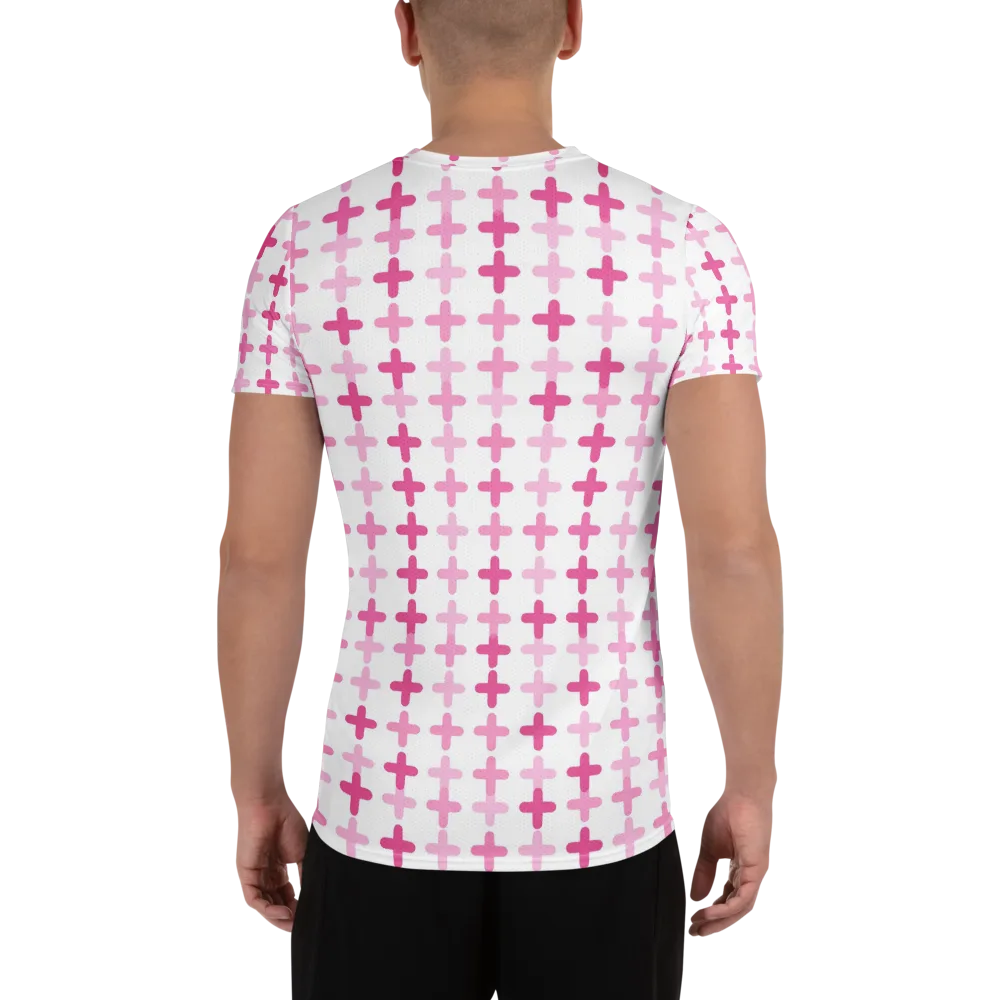 Candy Crosses on Men's Athletic T-Shirt — Back