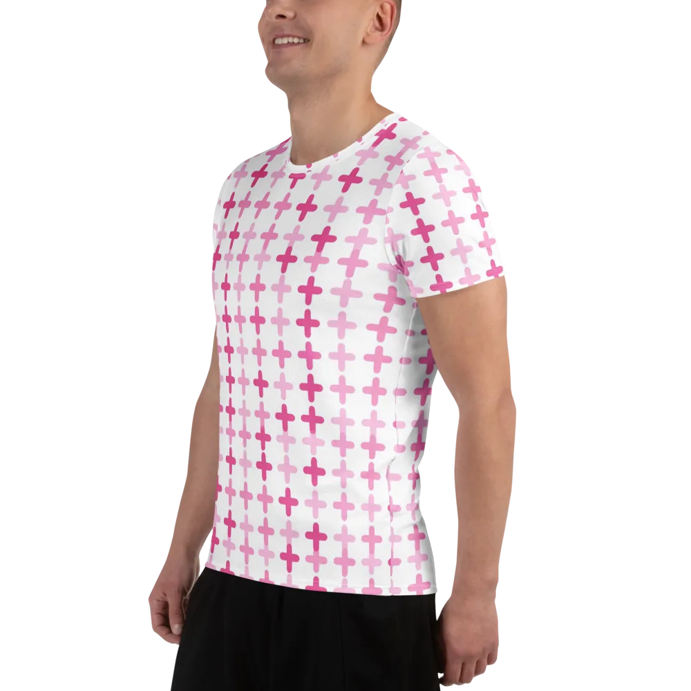 Candy Crosses on Men's Athletic T-Shirt — Left