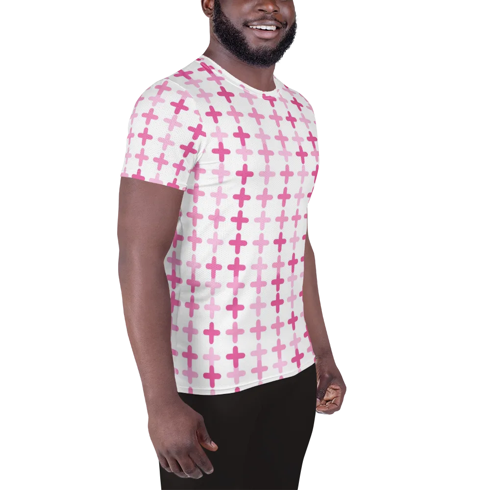 Candy Crosses on Men's Athletic T-Shirt — Right