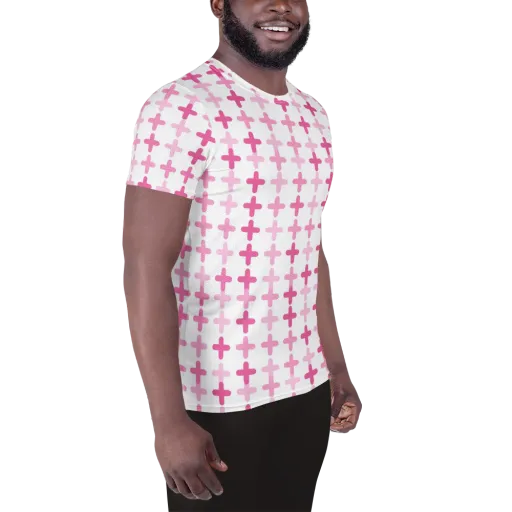 Candy Crosses on a Men's Athletic T-Shirt