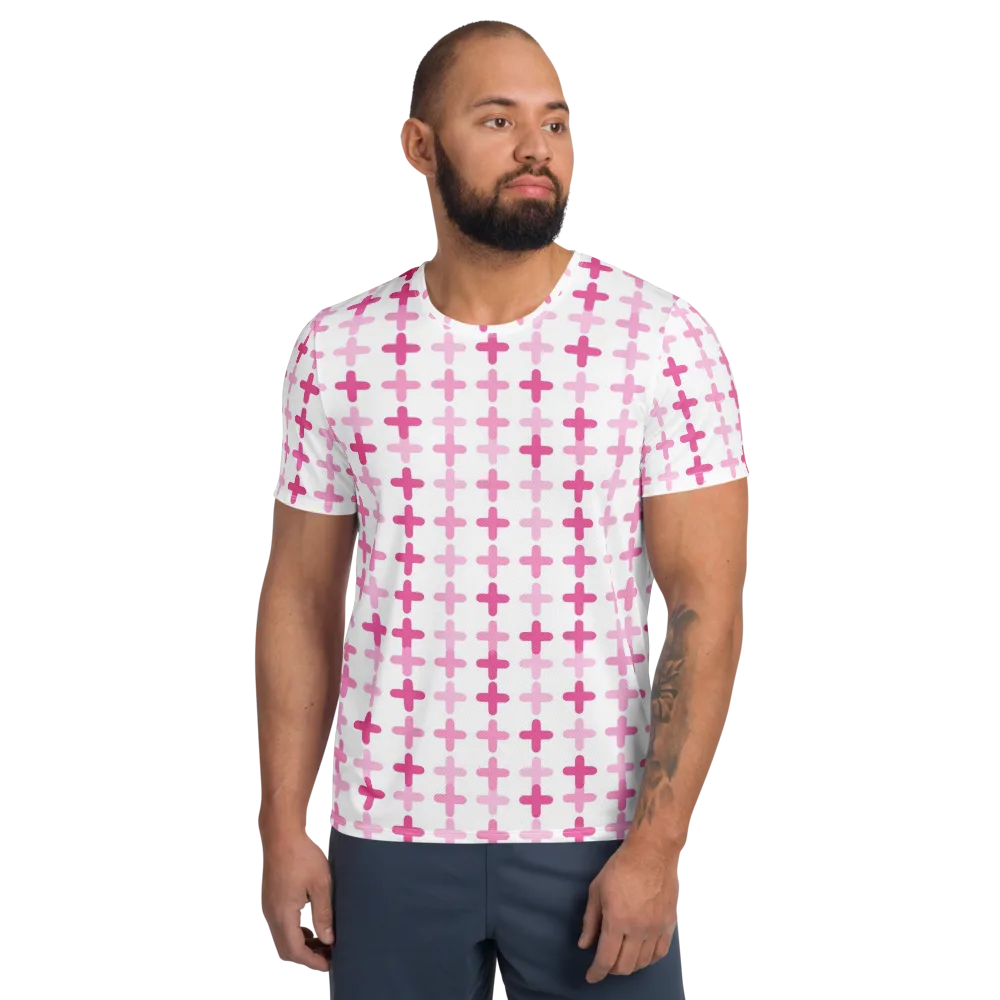 Candy Crosses on Men's Athletic T-Shirt — Front
