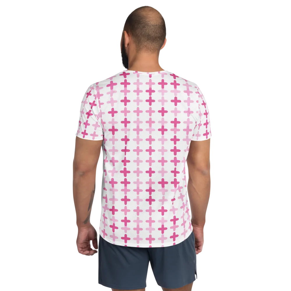 Candy Crosses on Men's Athletic T-Shirt — Back