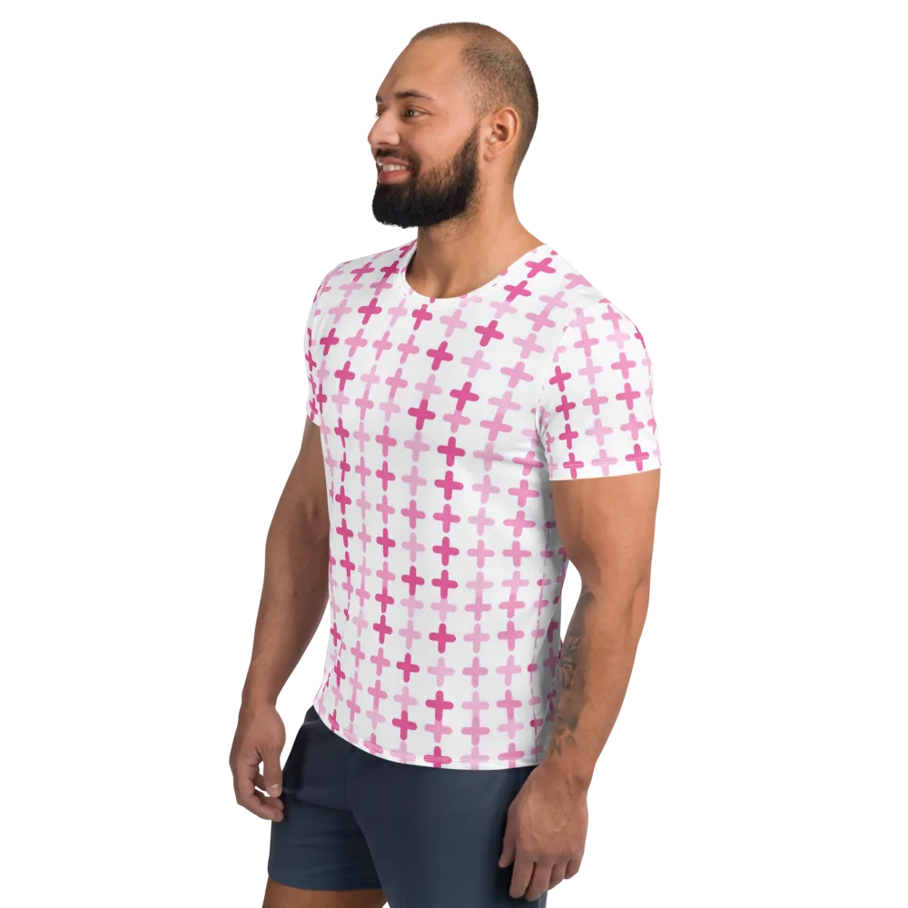 Candy Crosses on Men's Athletic T-Shirt — Left