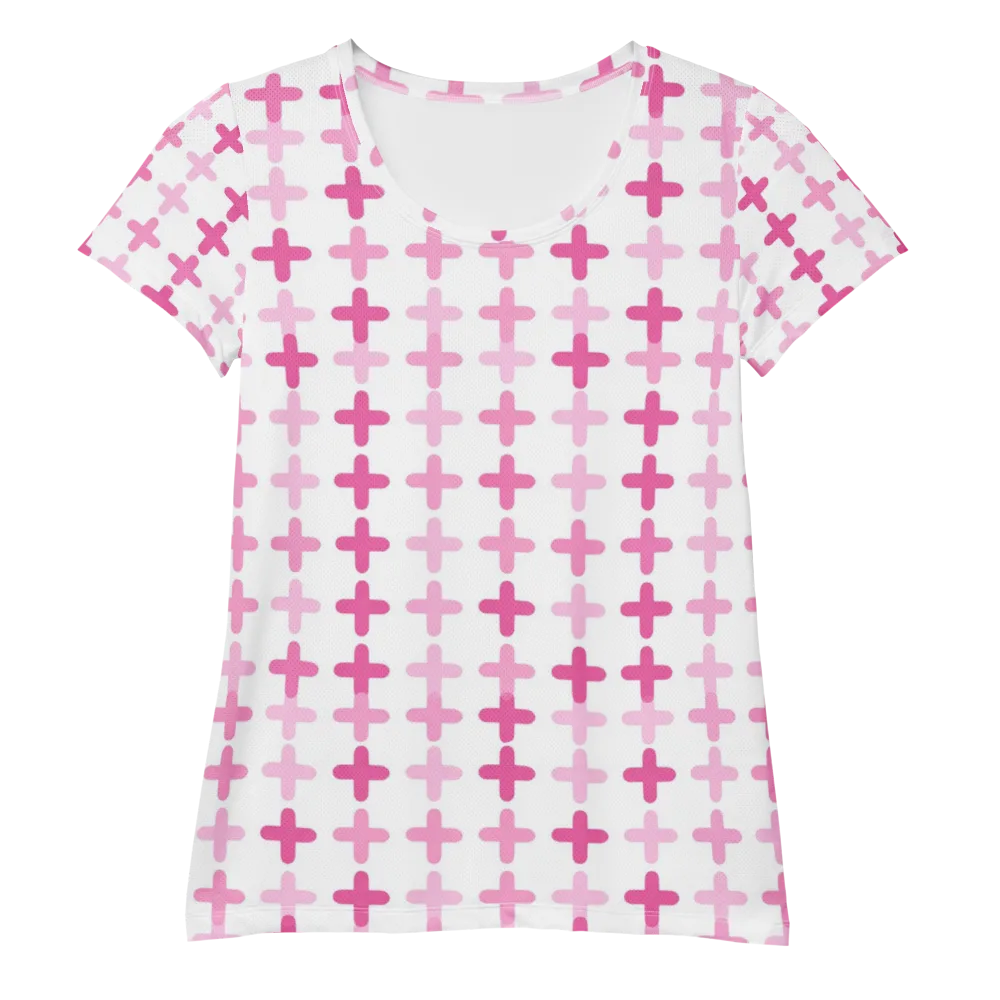 Candy Crosses on Women's Athletic T-Shirt — Front