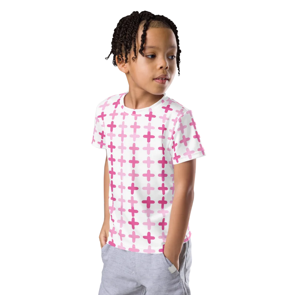 Candy Crosses on Kids Crew Neck T-Shirt — Left Front