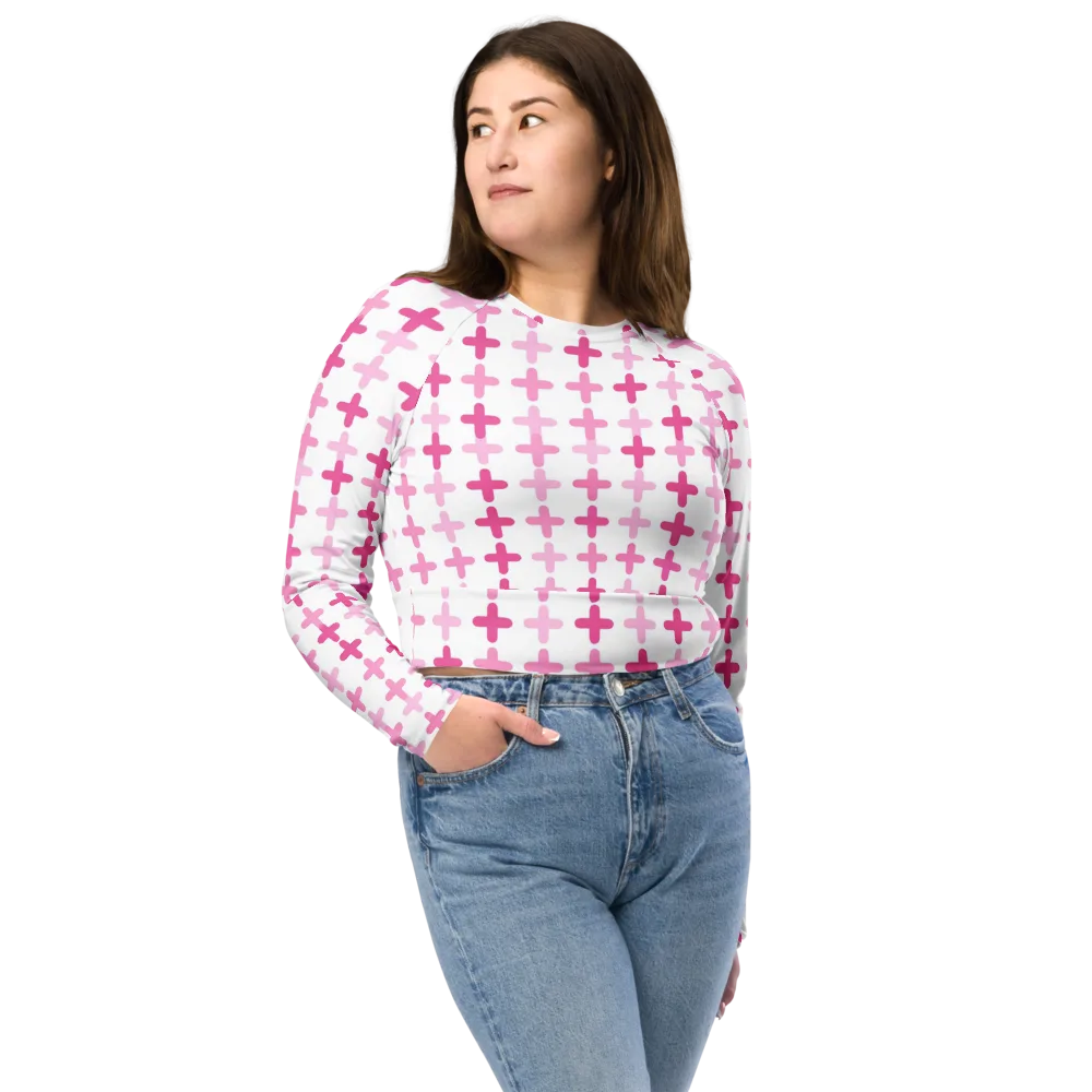 Candy Crosses on Long Sleeve Crop Top — Front