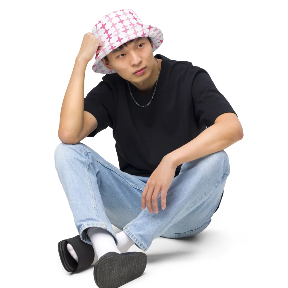 Candy Crosses on Reversible Bucket Hat — Front 2 Inside