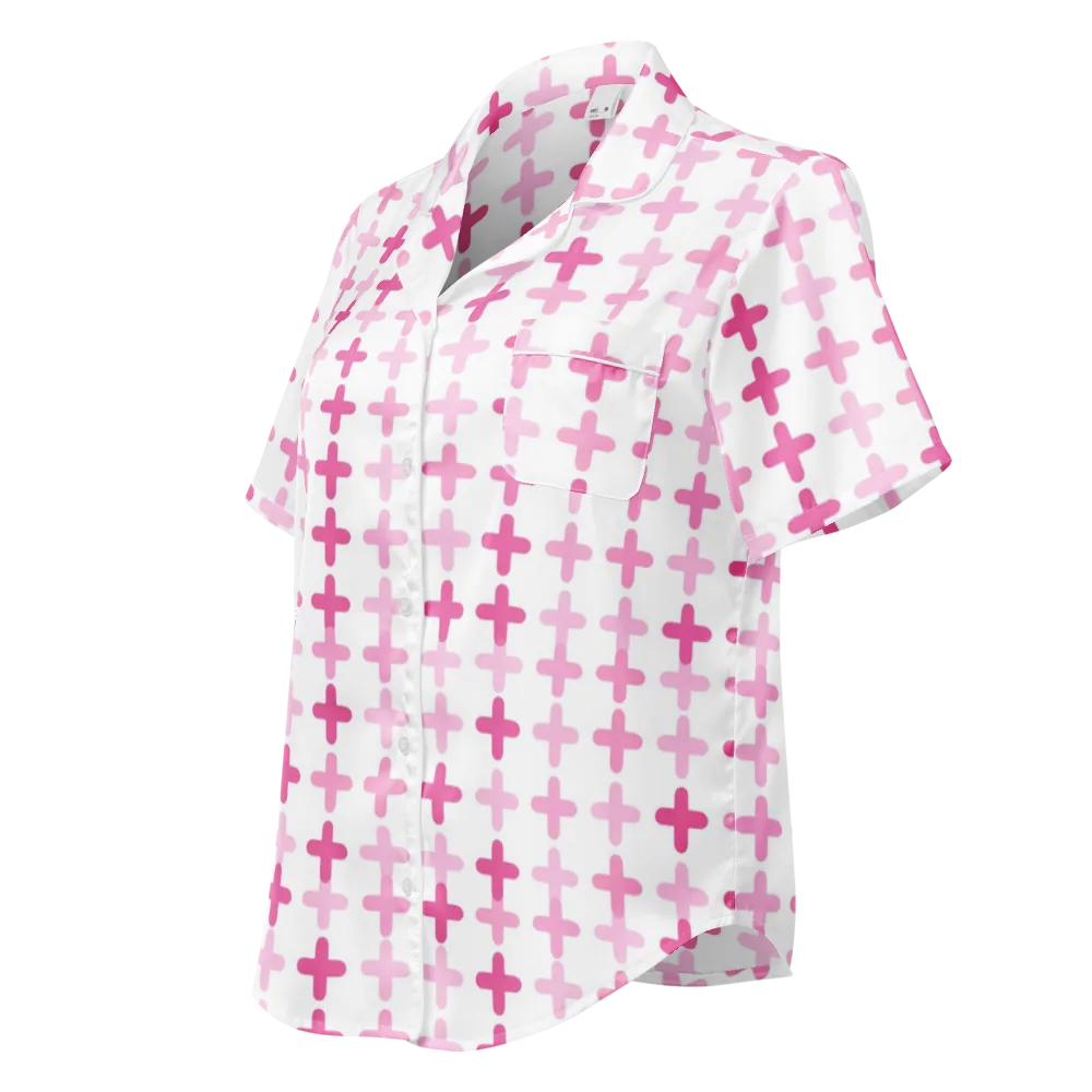 Candy Crosses on Women's Short Sleeve Pajama Top — Left Front