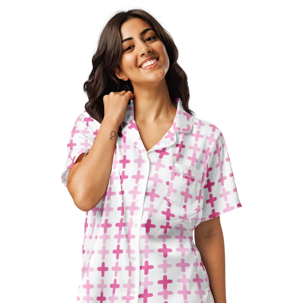 Candy Crosses on Women's Short Sleeve Pajama Top — Front