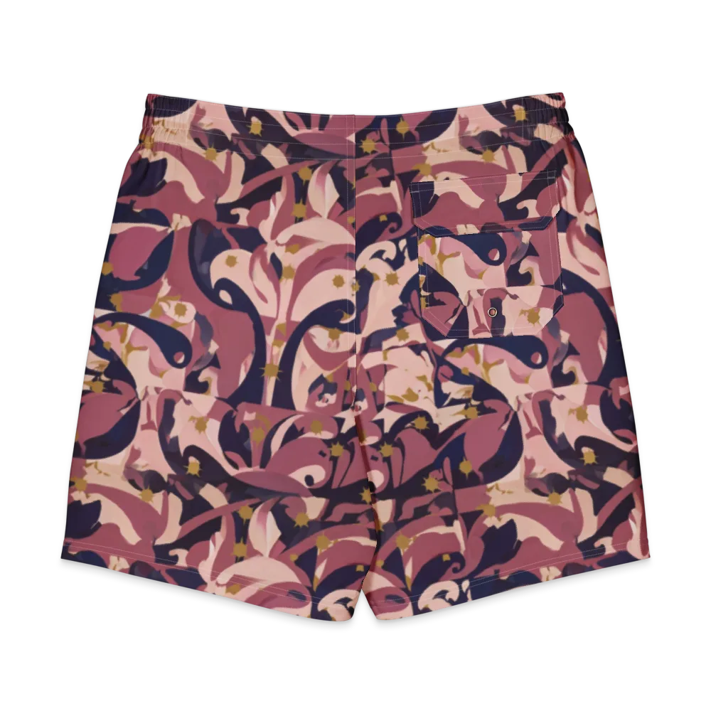 Plum Petal on Men's Board Shorts — Back