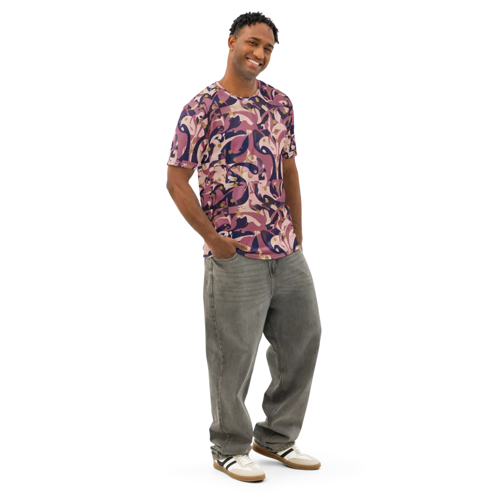 Plum Petal on Men's Cotton Crew Neck T-Shirt — Right Front