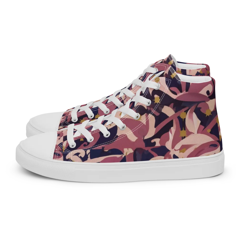 Plum Petal on Men's High Top Canvas Shoes — Left