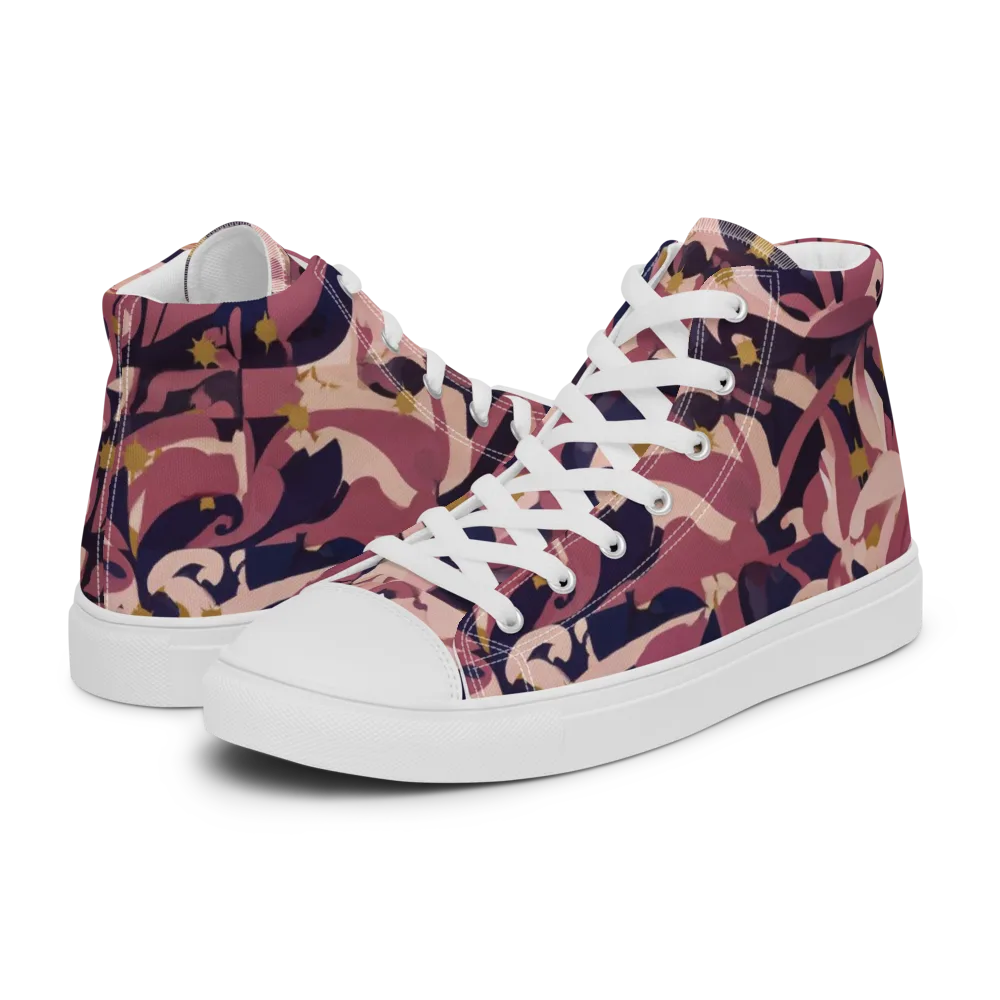 Plum Petal on Men's High Top Canvas Shoes — Left