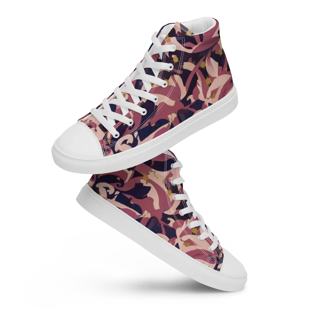 Plum Petal on Men's High Top Canvas Shoes — Front
