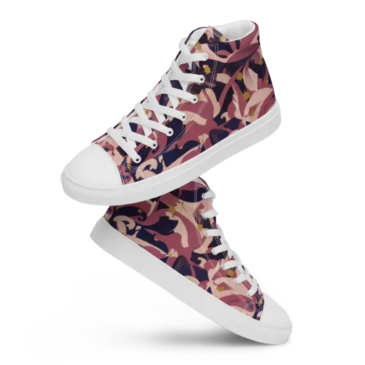 Plum Petal on a Men's High Top Canvas Shoes