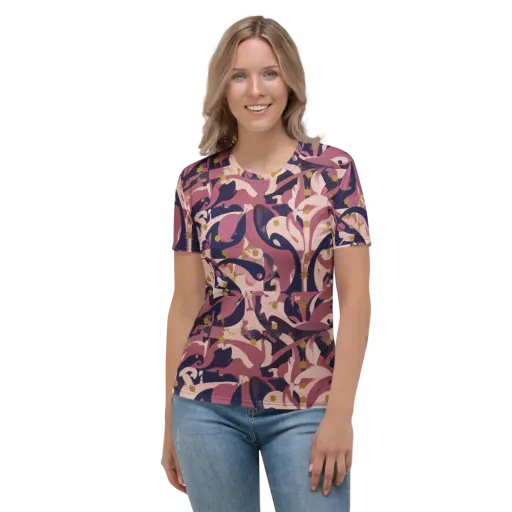 Plum Petal on a Women's Crew Neck T-Shirt