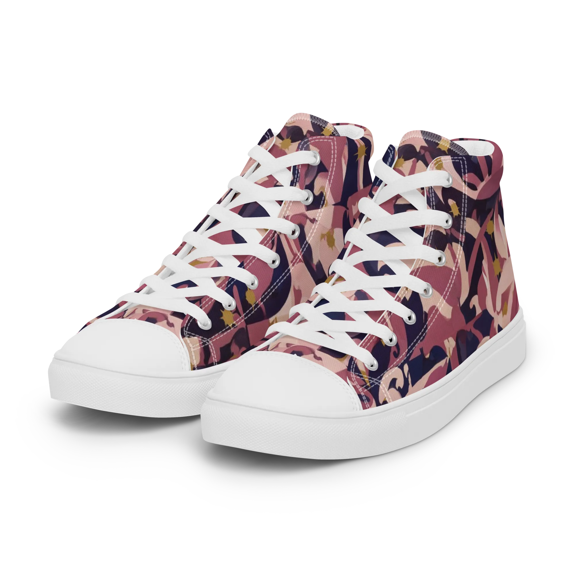 Plum Petal on Women's High Top Canvas Shoes — Left Front