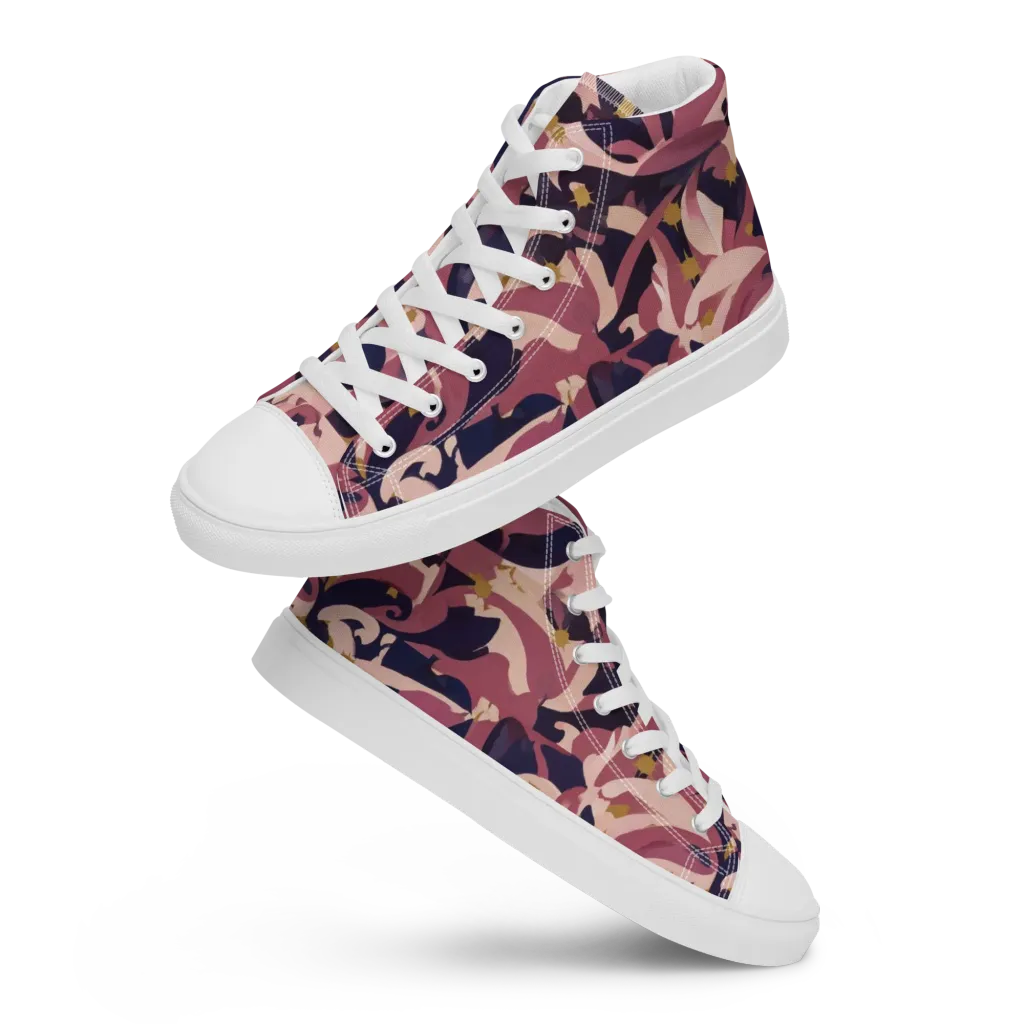 Plum Petal on Women's High Top Canvas Shoes — Front