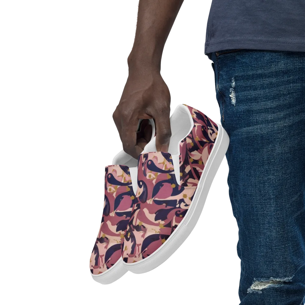 Plum Petal on Men's Slip-On Canvas Shoes — Left Front