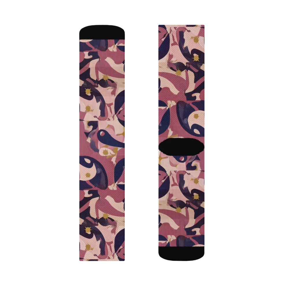 Plum Petal on Socks — Left Sock