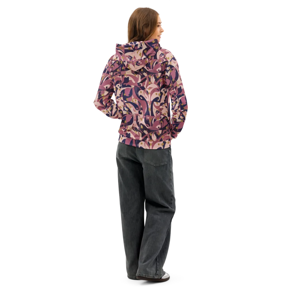 Plum Petal on Cotton Hoodie — Back
