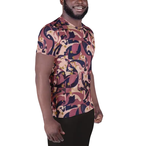 Plum Petal on a Men's Athletic T-Shirt