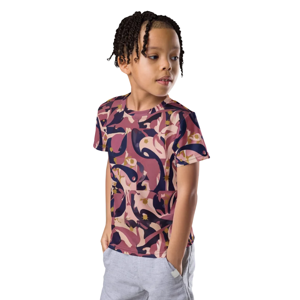 Plum Petal on Kids Crew Neck T-Shirt — Left Front