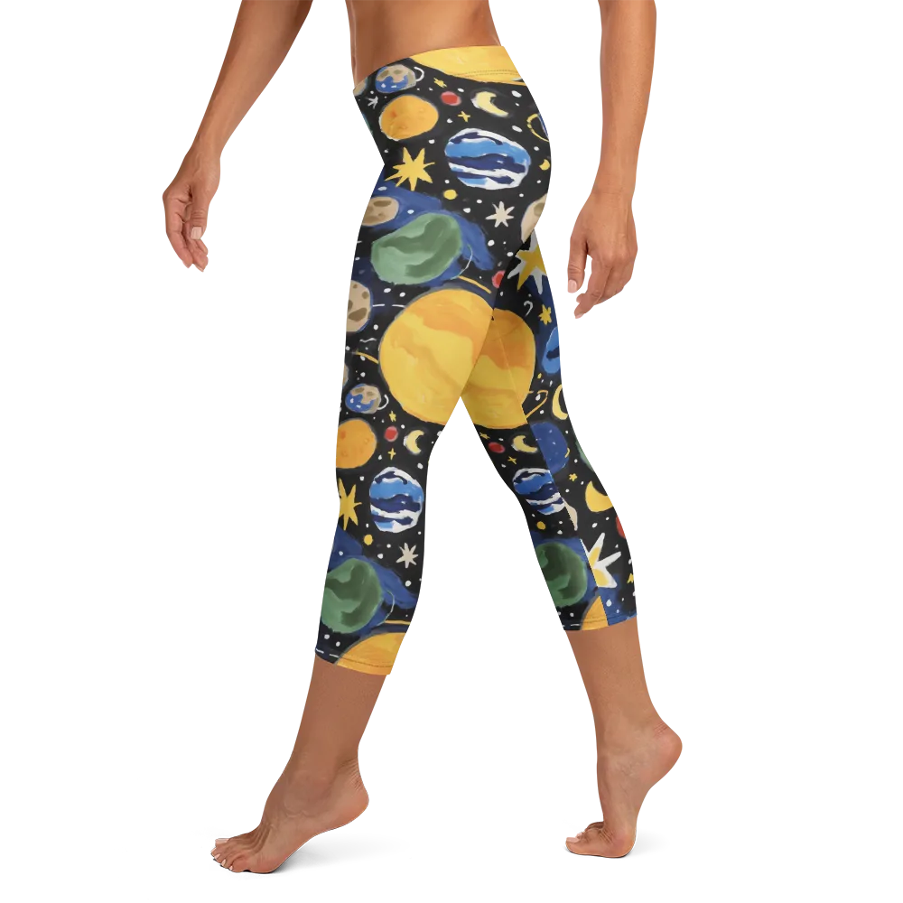 Starfield Picnic on Capri Leggings — Left