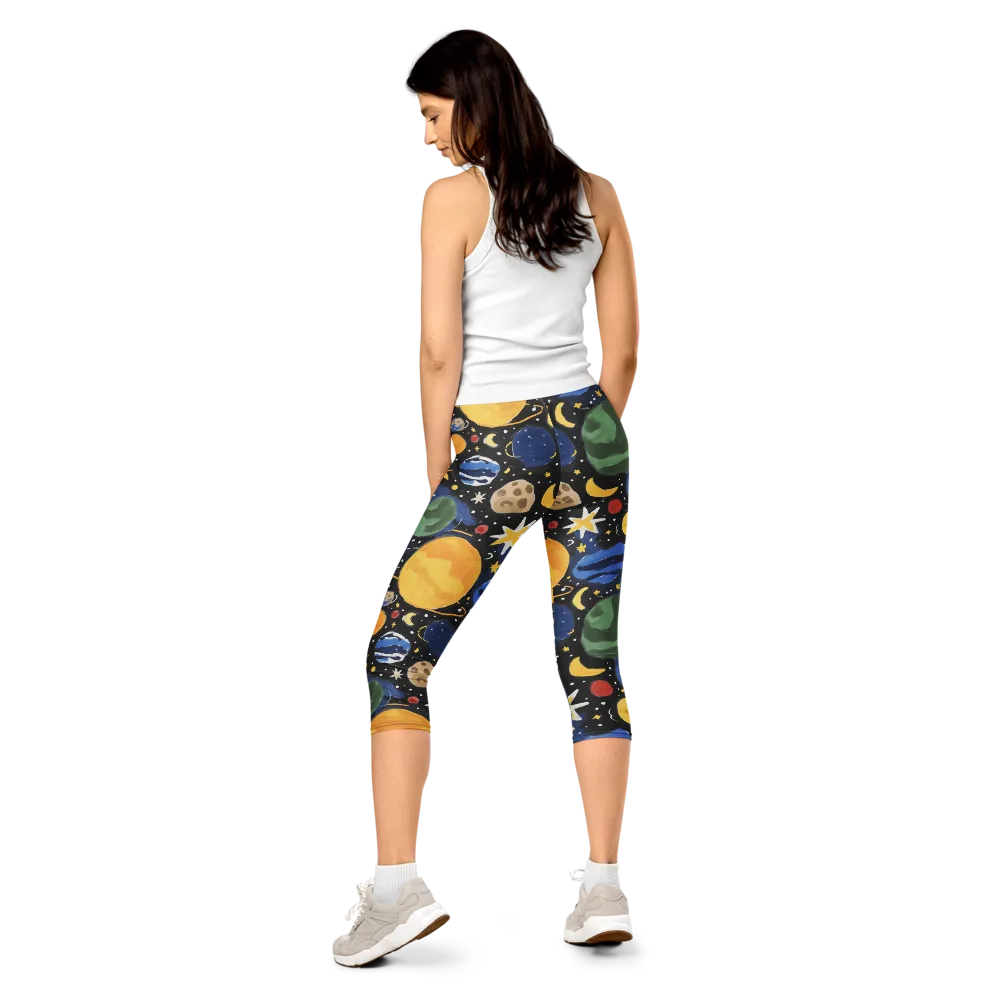 Starfield Picnic on Capri Leggings — Back