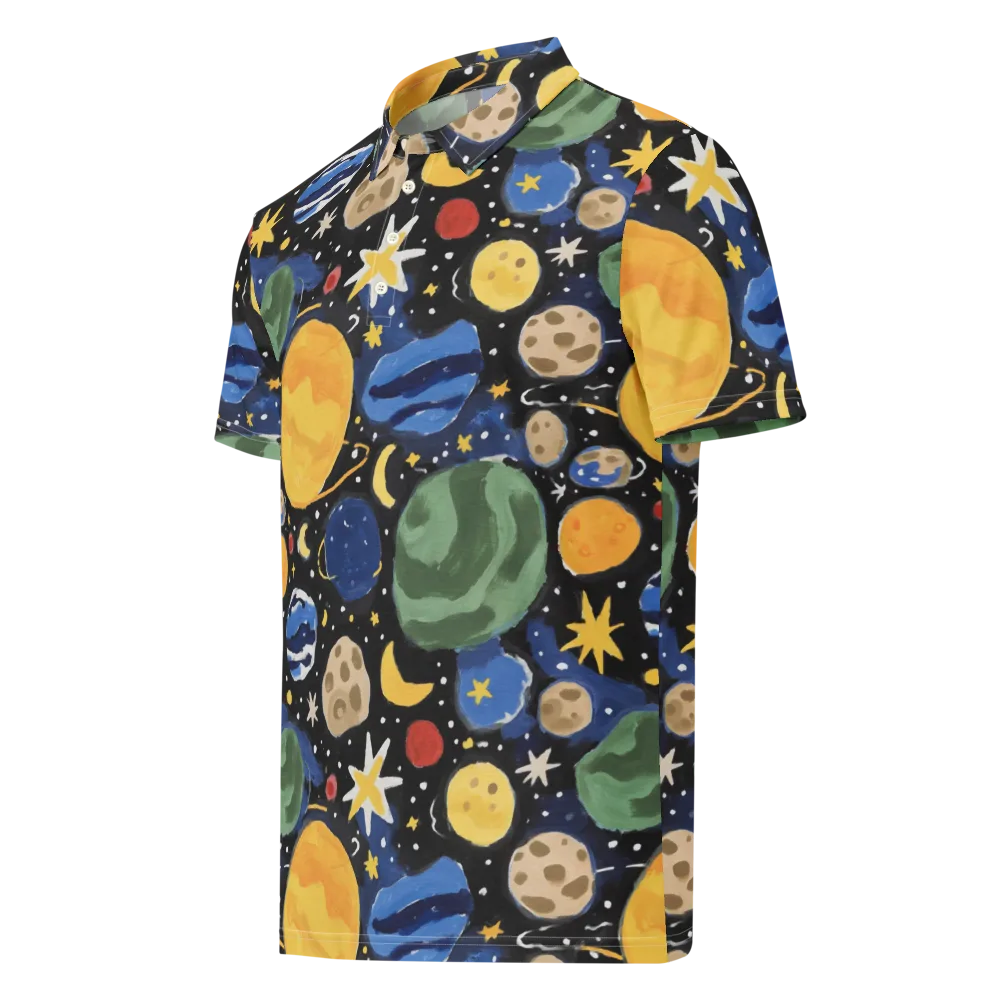 Starfield Picnic on Men's Slim Fit Polo Shirt — Left Front