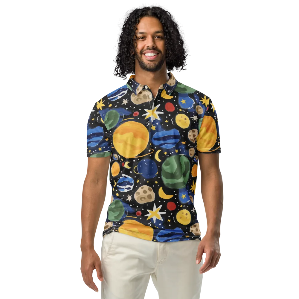 Starfield Picnic on Men's Slim Fit Polo Shirt — Front