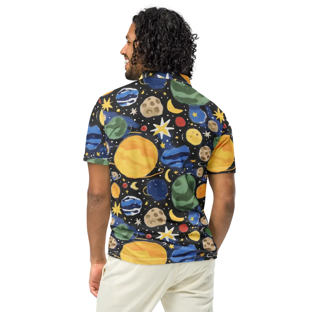 Starfield Picnic on Men's Slim Fit Polo Shirt — Back