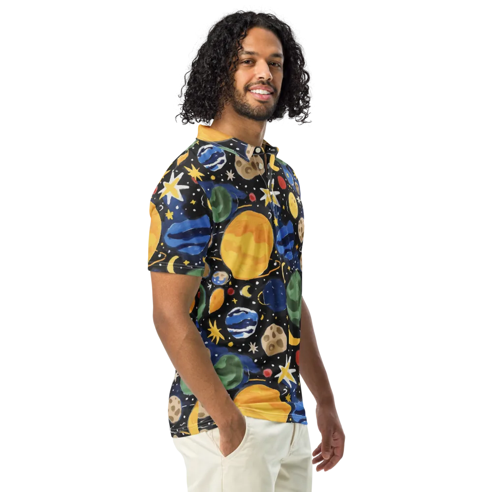 Starfield Picnic on Men's Slim Fit Polo Shirt — Right Front