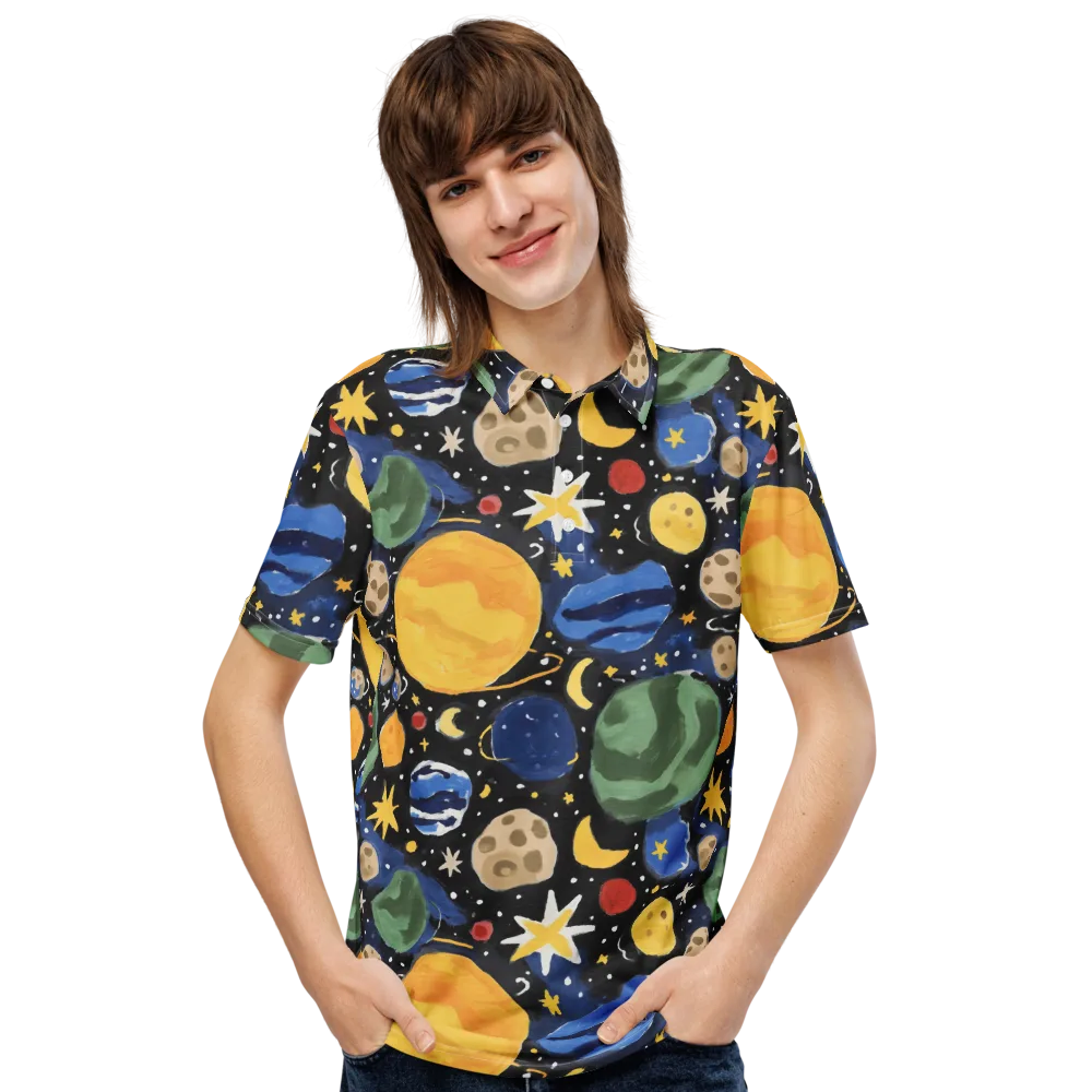 Starfield Picnic on Men's Slim Fit Polo Shirt — Front