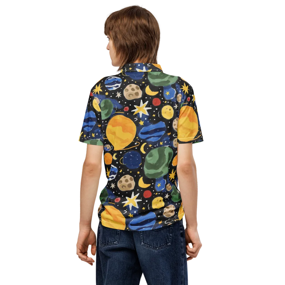 Starfield Picnic on Men's Slim Fit Polo Shirt — Back