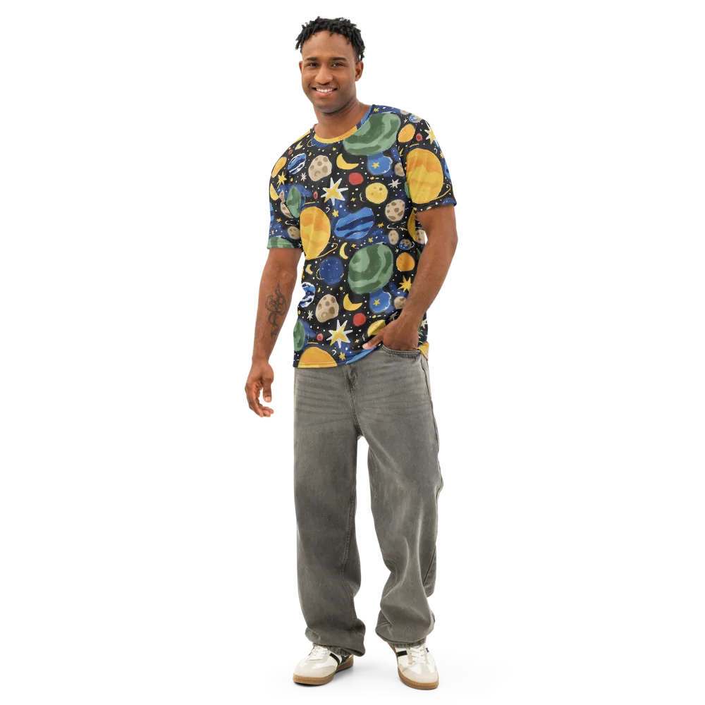 Starfield Picnic on Men's Cotton Crew Neck T-Shirt — Front