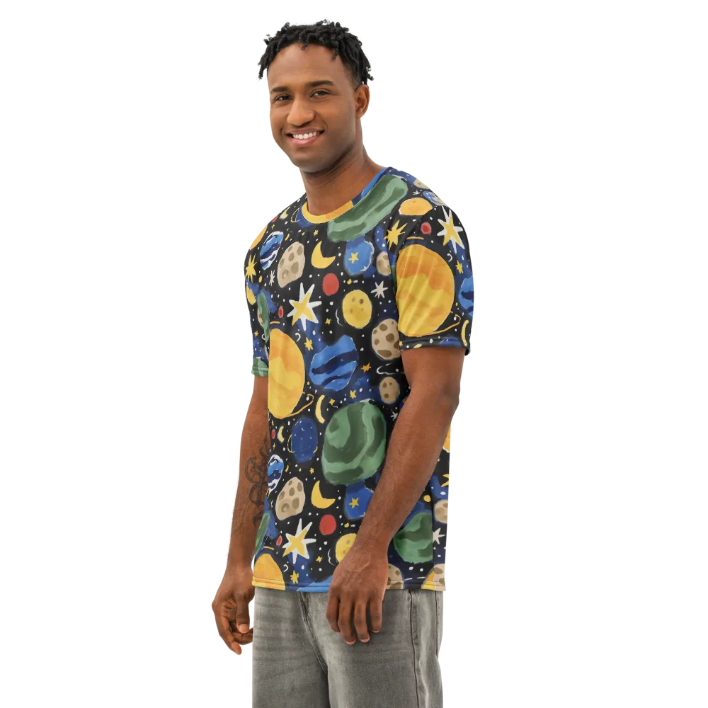 Starfield Picnic on Men's Cotton Crew Neck T-Shirt — Left Front