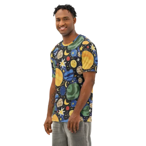 Starfield Picnic on a Men's Cotton Crew Neck T-Shirt