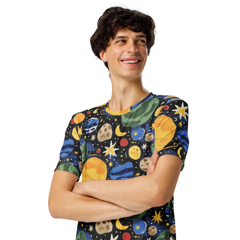 Starfield Picnic on Men's Crew Neck T-Shirt — Left Front