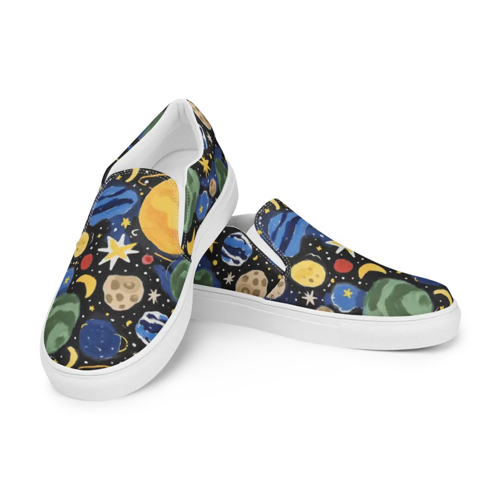 Starfield Picnic on Men's Slip-On Canvas Shoes — Left Front
