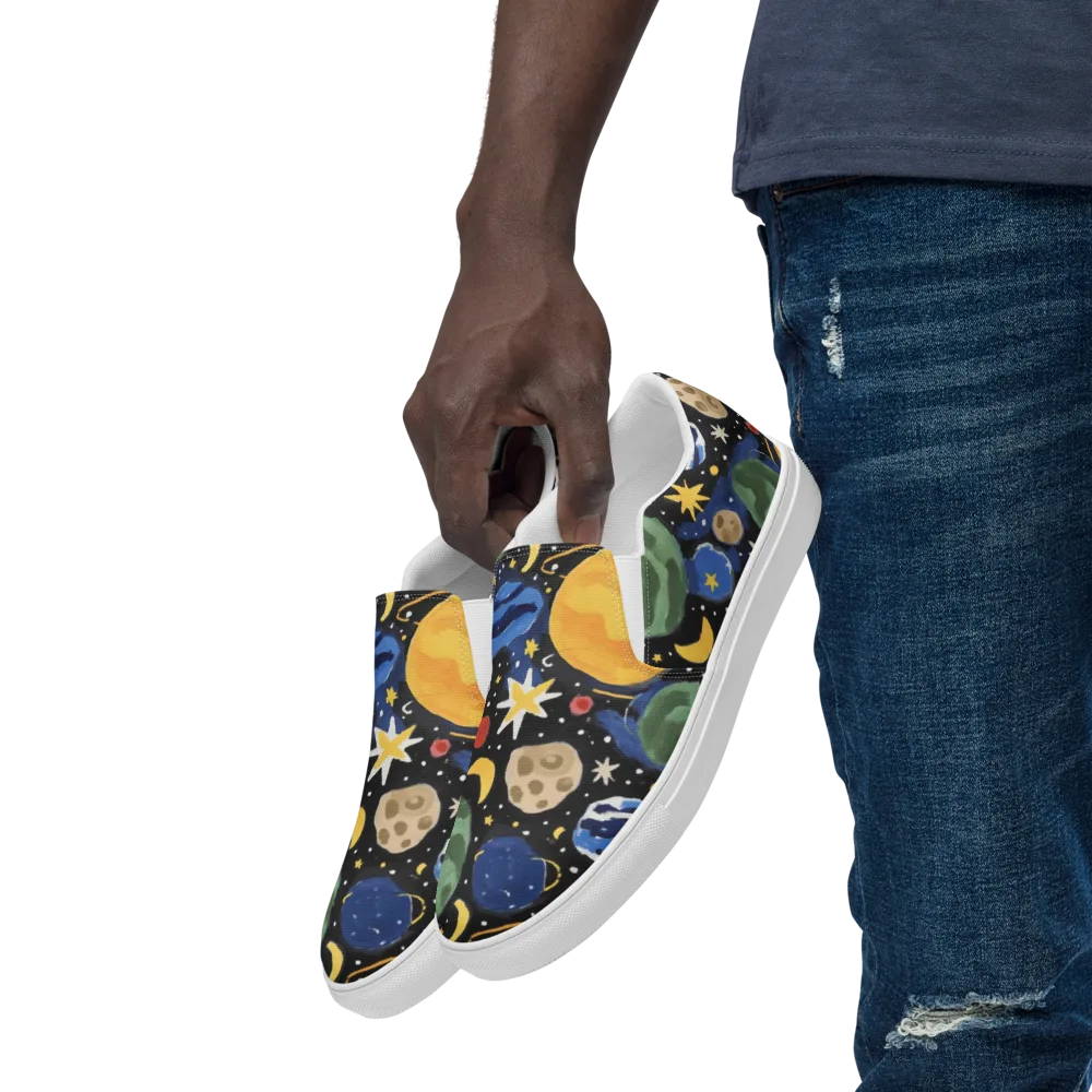 Starfield Picnic on Men's Slip-On Canvas Shoes — Left Front