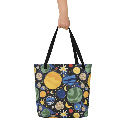 Starfield Picnic on a Large Tote Bag W/ Pocket