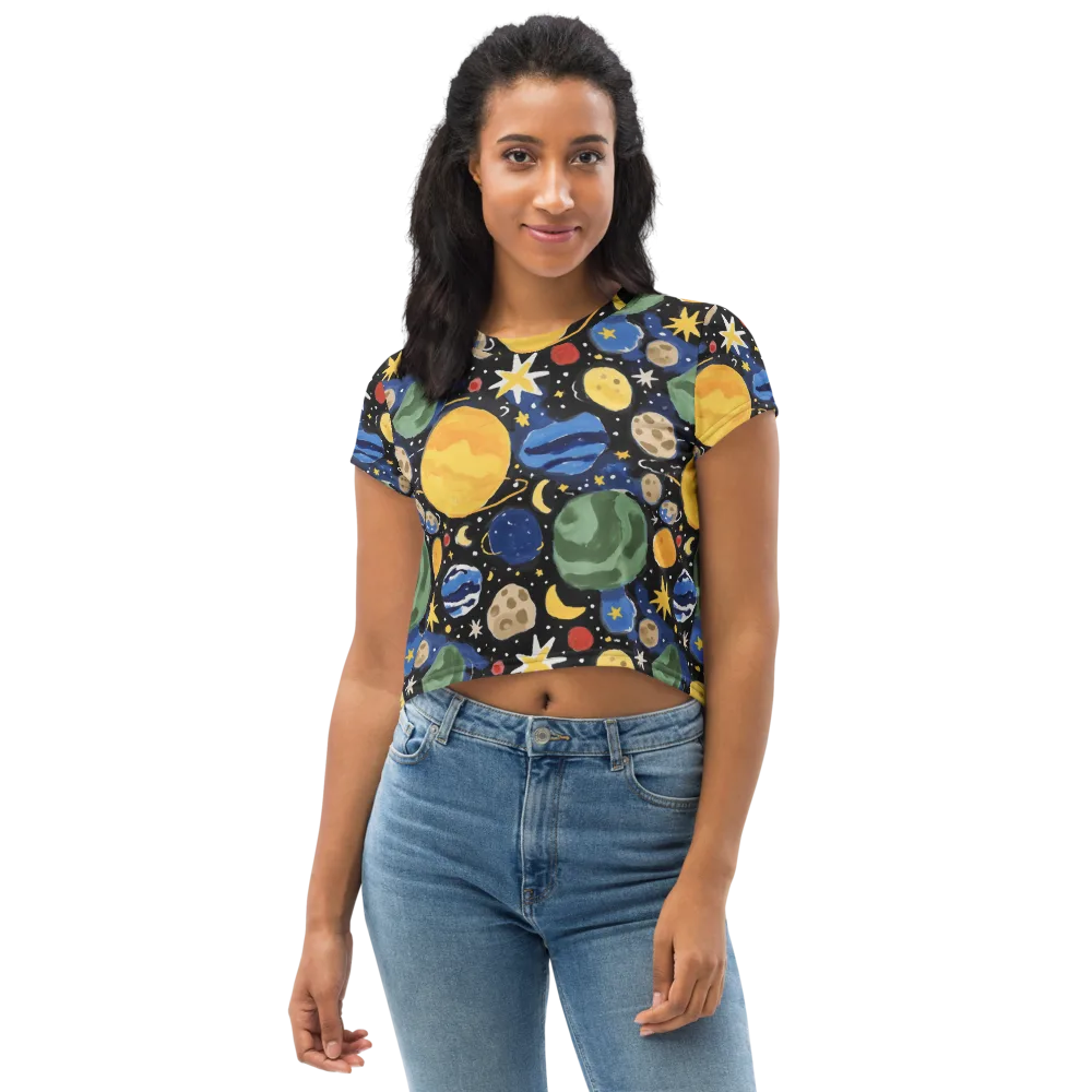 Starfield Picnic on Crop Tee — Front